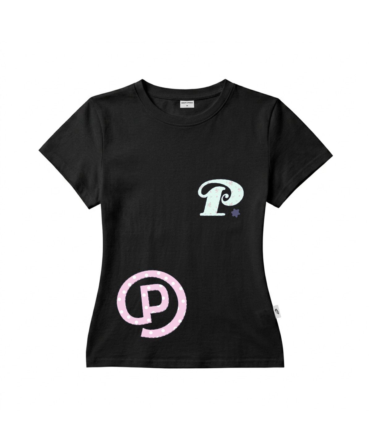 페이지시시(PAGESIISII) PP 아플리케 프린팅 슬림핏 반팔티 [2color]