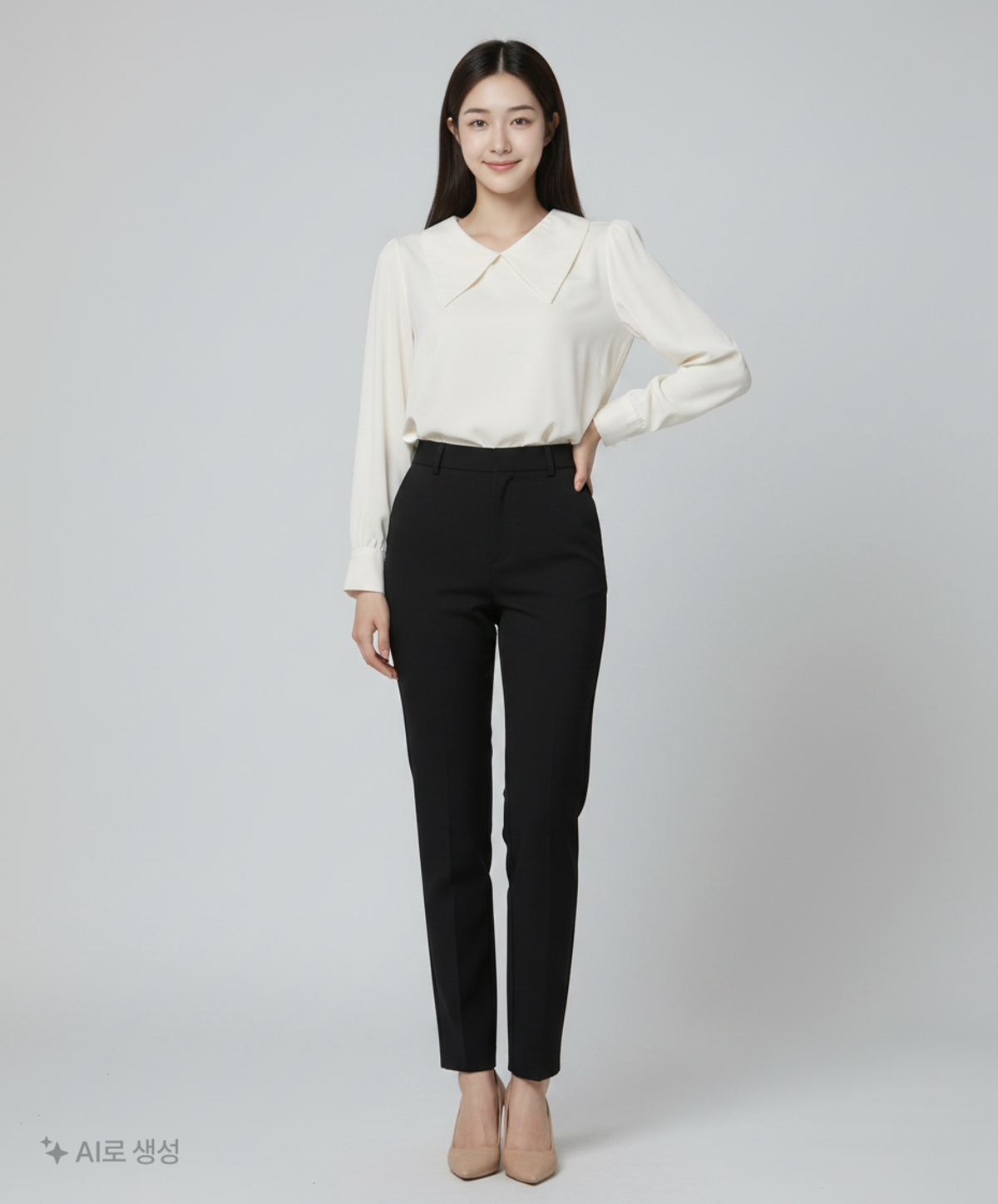 미쏘(MIXXO) 셔츠카라 소매벌룬 블라우스 MIWBLC102B S