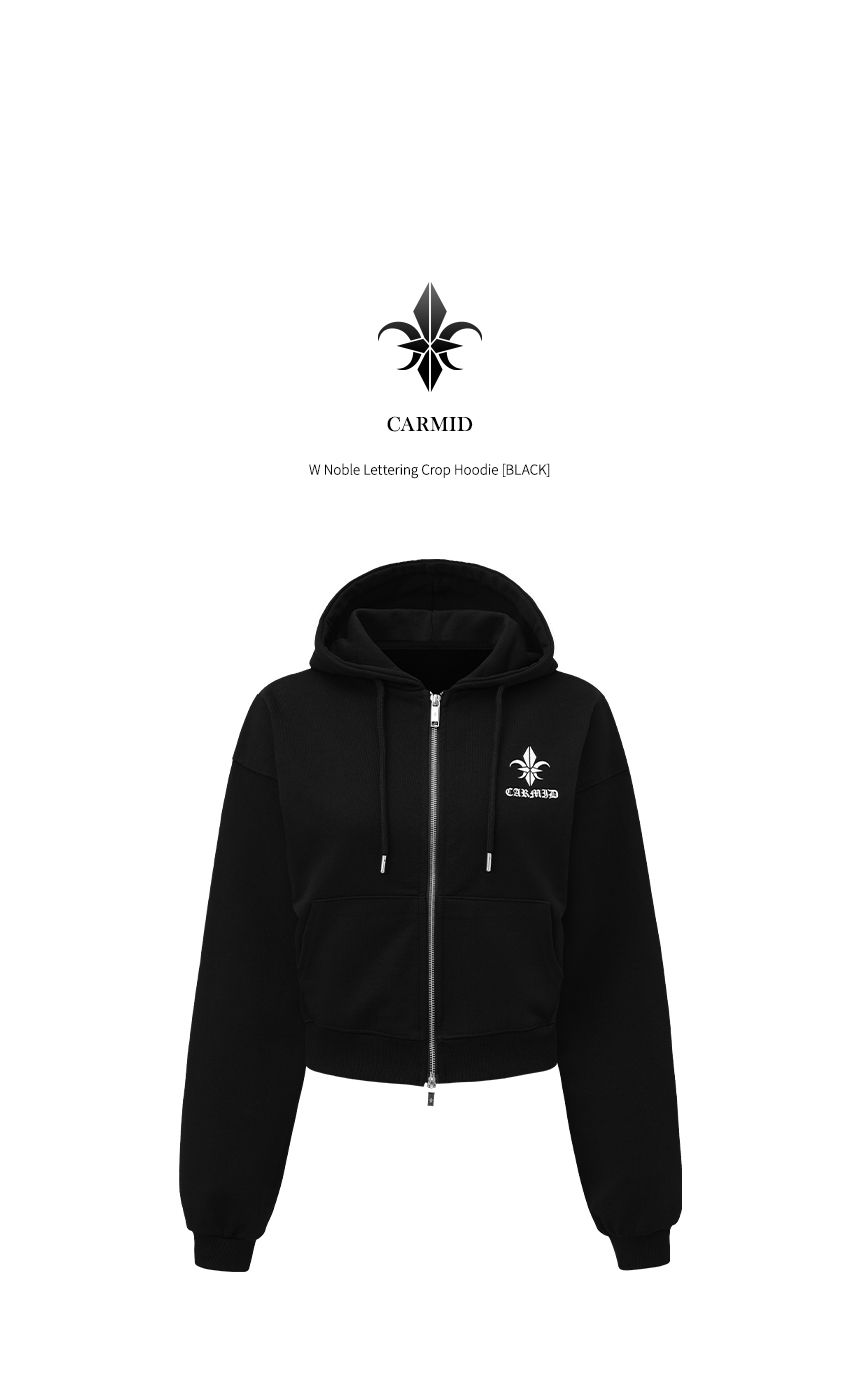 MUSINSA | CARMID (W) Noble Lettering Crop Hoodie [Black]