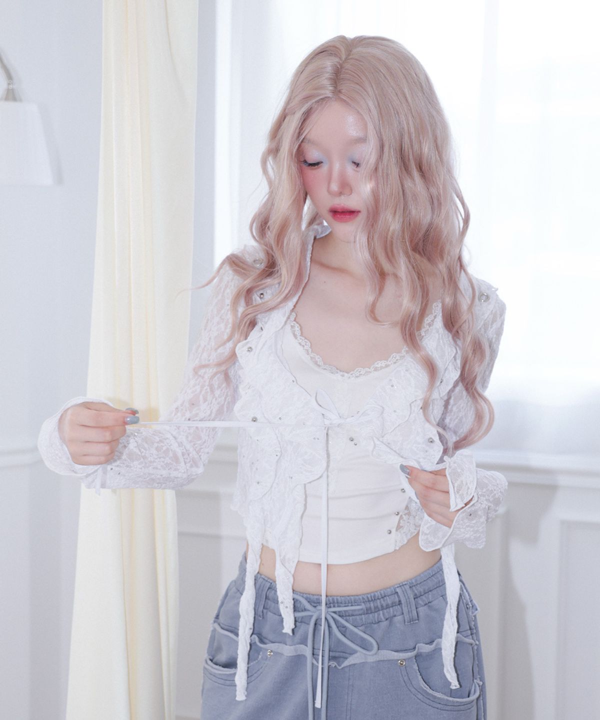 체리퀴리(CHERRYQUIRI) fairy grunge lace cd - white