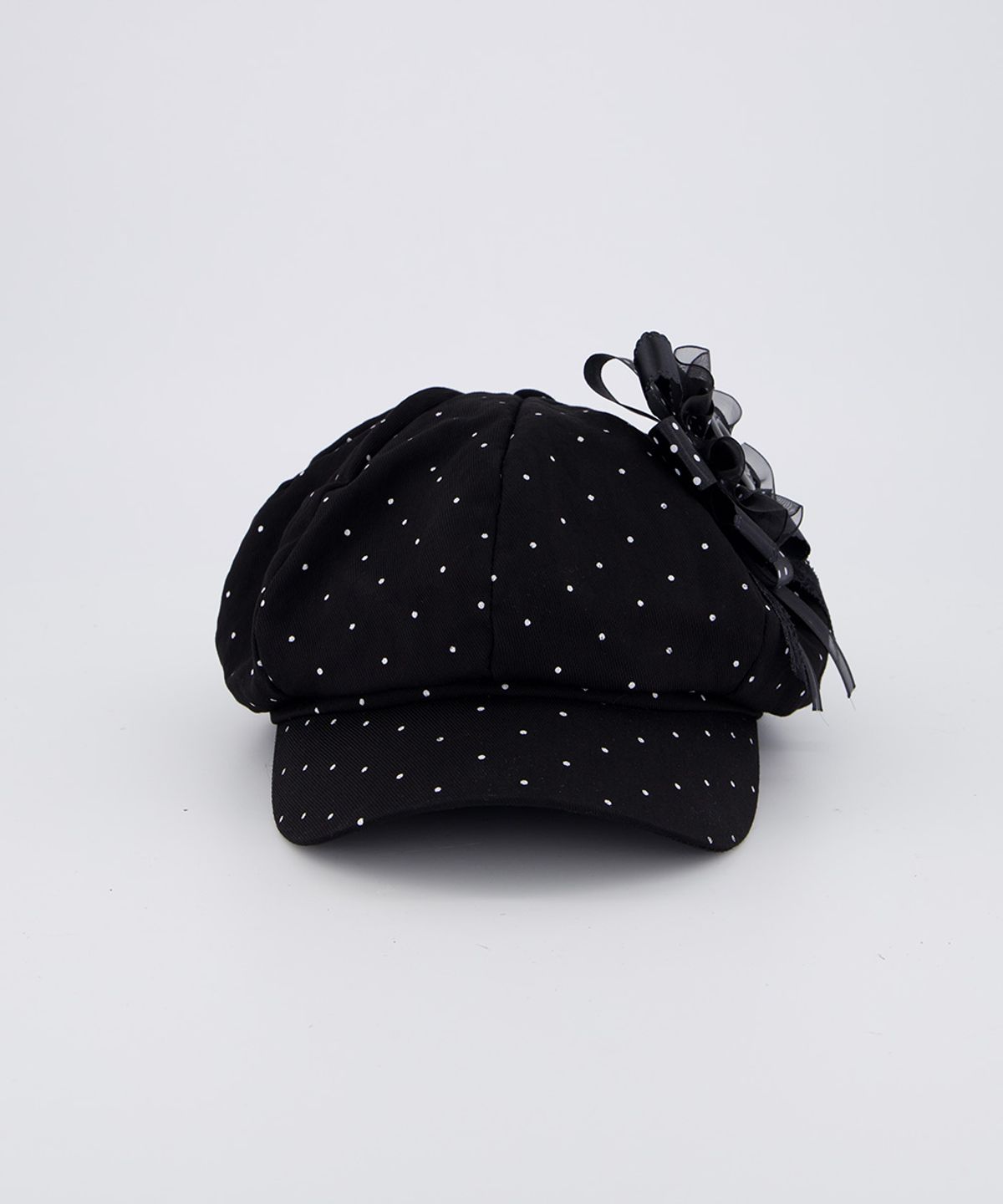 체리퀴리(CHERRYQUIRI) soft punk rosette newsboy cap - black