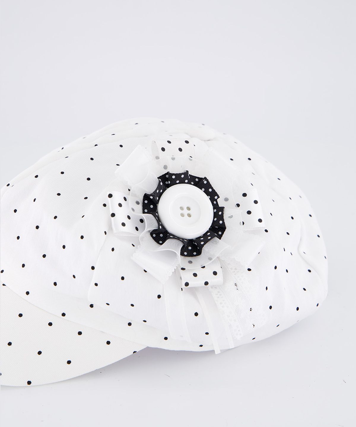 체리퀴리(CHERRYQUIRI) soft punk rosette newsboy cap - white