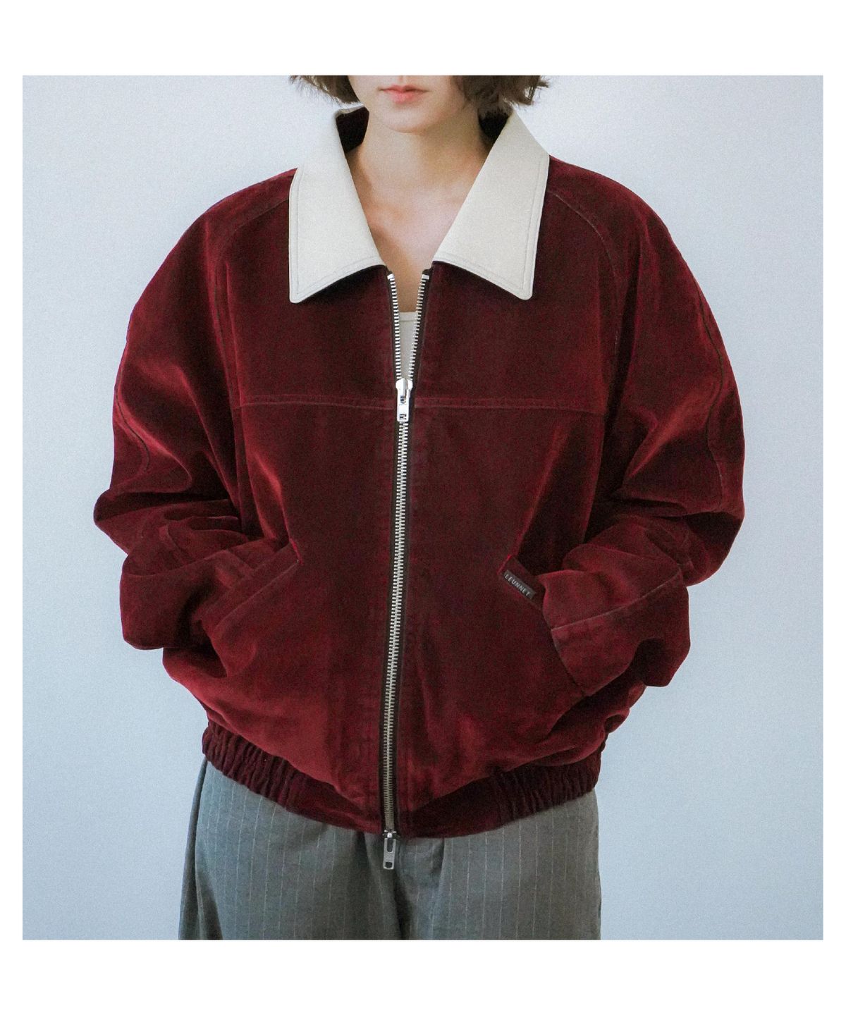 른넷(LEUNNET) 벨벳 뮤트 데님 자켓(Velvet Mute Denim Jacket)/ Wine
