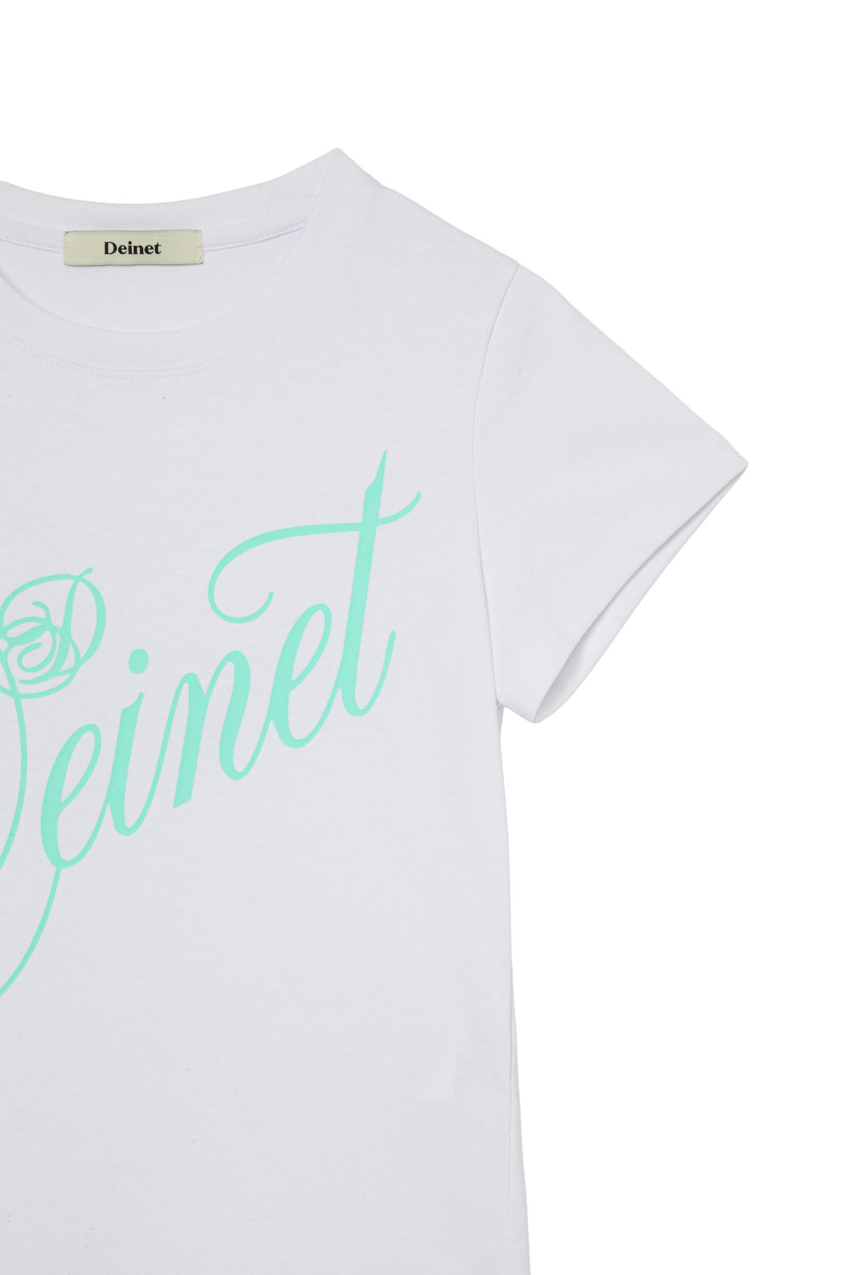 다이닛(DEINET) ROSE TYPO GRAPHIC T-SHIRT IN WHITE
