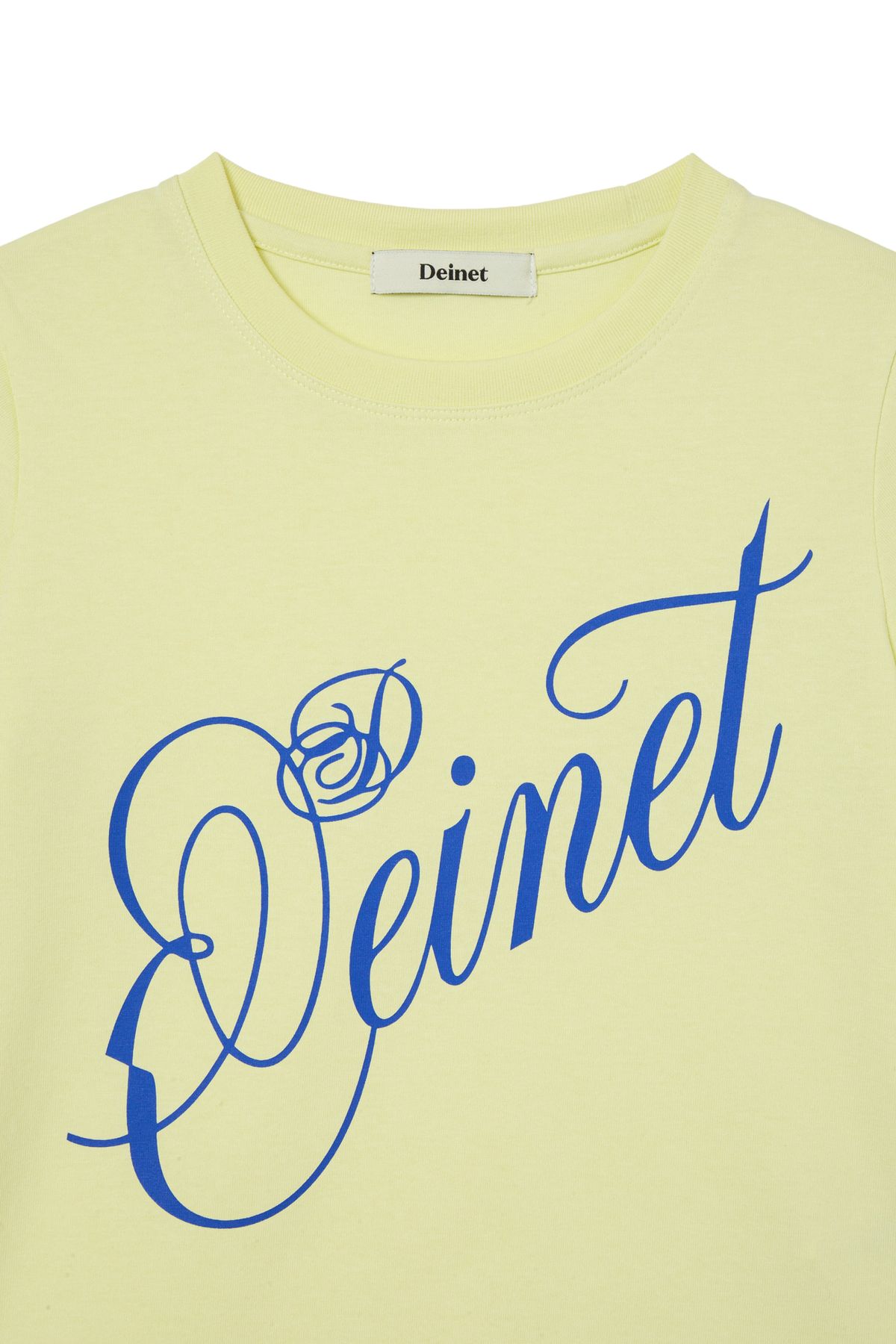 다이닛(DEINET) ROSE TYPO GRAPHIC T-SHIRT IN LIGHT YELLOW