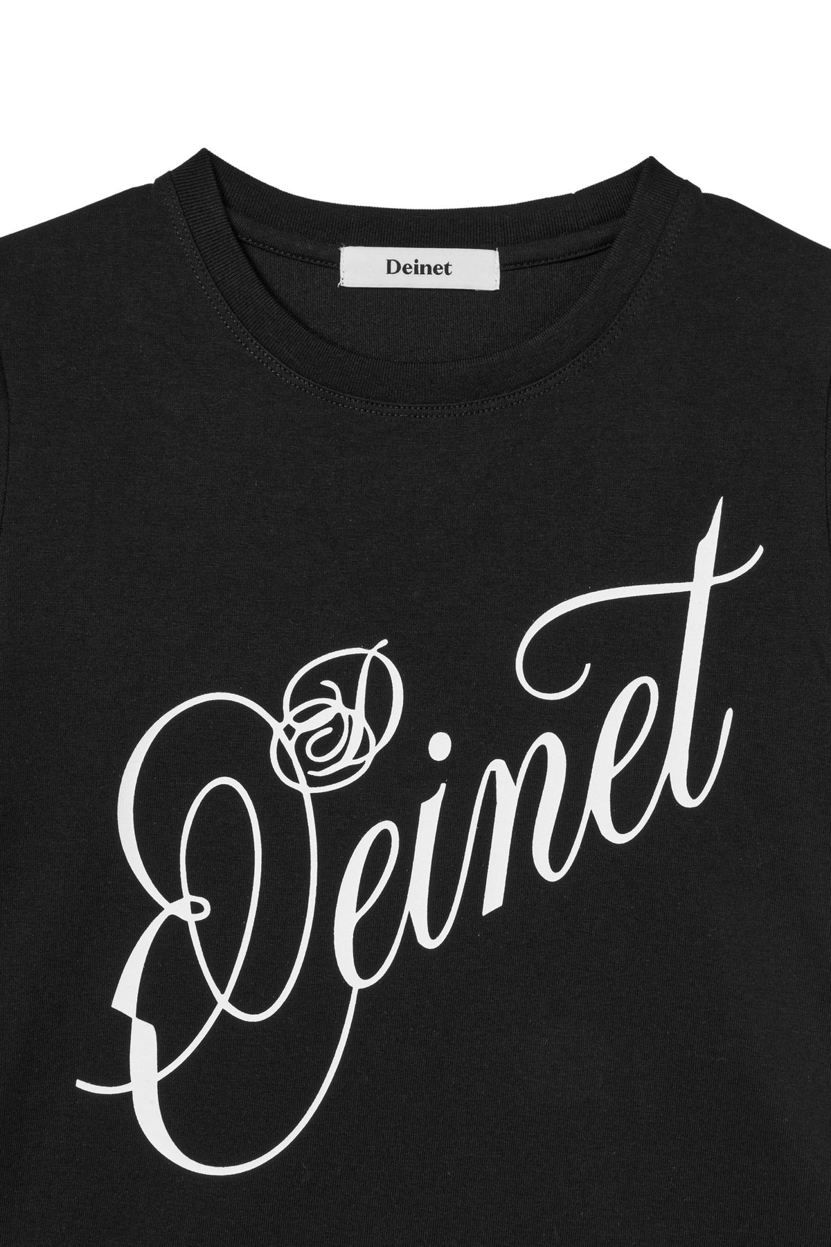 다이닛(DEINET) ROSE TYPO GRAPHIC T-SHIRT IN BLACK