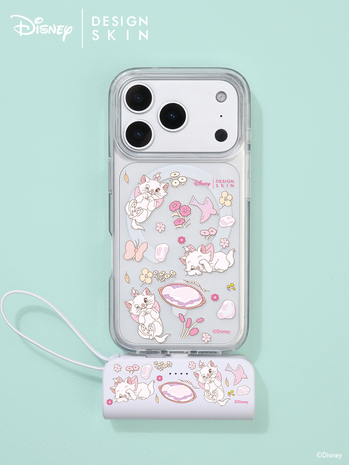 디자인스킨(DESIGNSKIN) [그래픽마켓] 도킹형 보조배터리 C타입-블러썸/스프링 마리 패턴/5000mAh