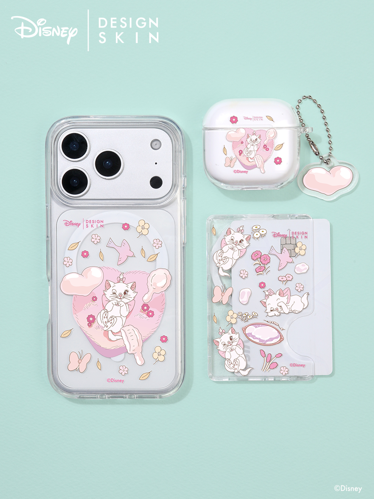 디자인스킨(DESIGNSKIN) [그래픽마켓] 에어팟/버즈 PC 클리어 케이스+키링-블러썸/스프링 마리