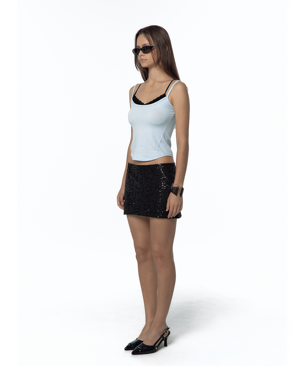 카시코(KASHIKO) Spangle Mini Skirt Black