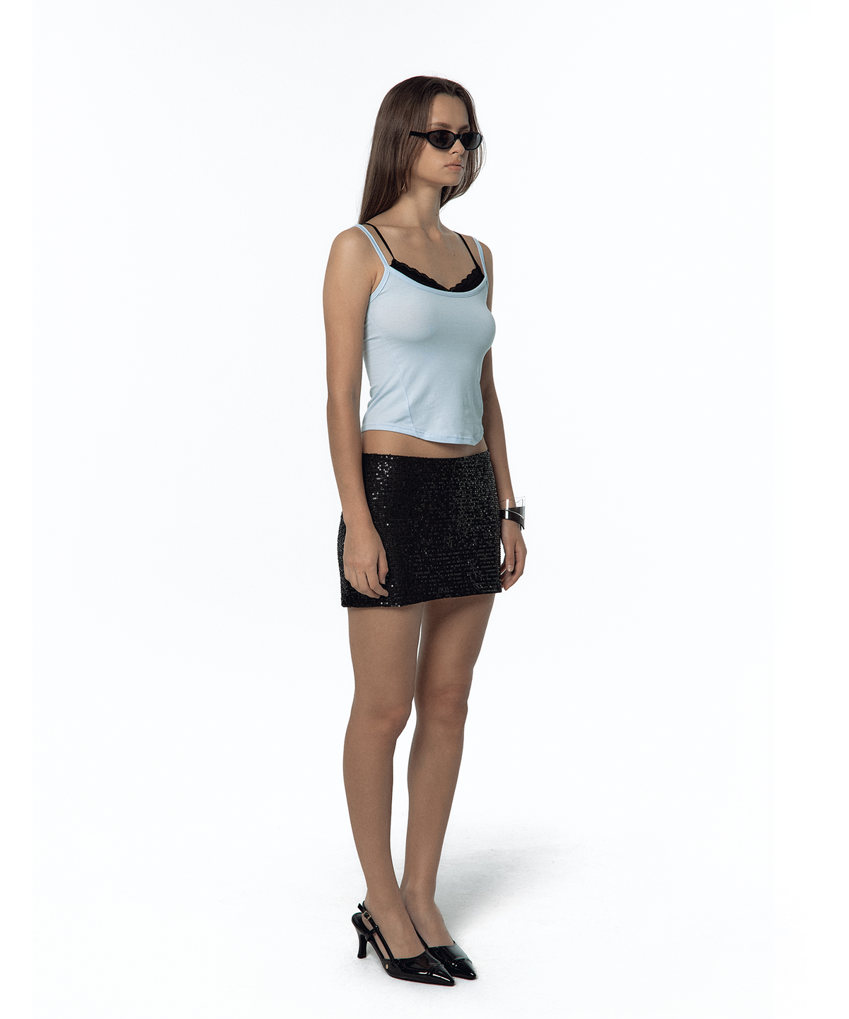 카시코(KASHIKO) Spangle Mini Skirt Black