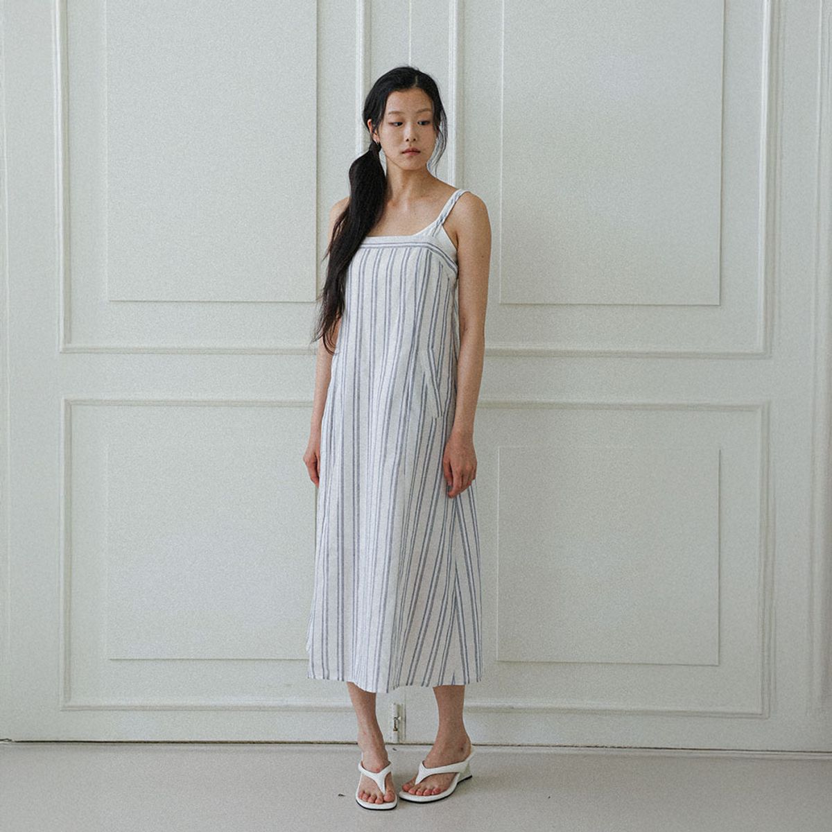 랭썬(LANGSON) LS_Stripe cami dress_WHITE