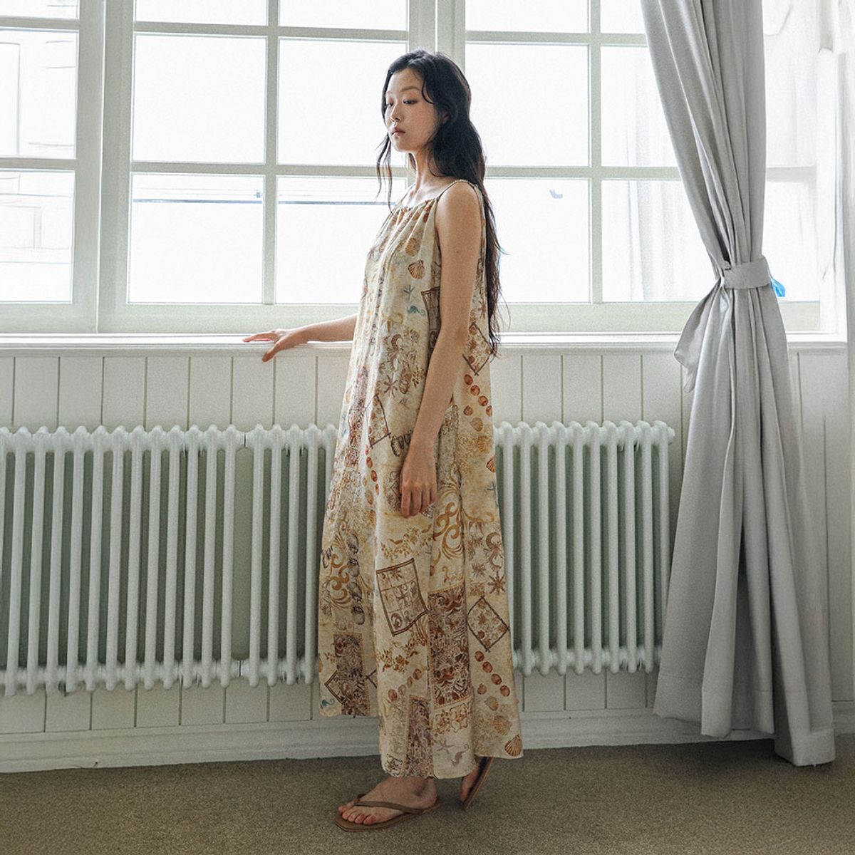 랭썬(LANGSON) LS_Ethnic patchwork maxi dress_BEIGE