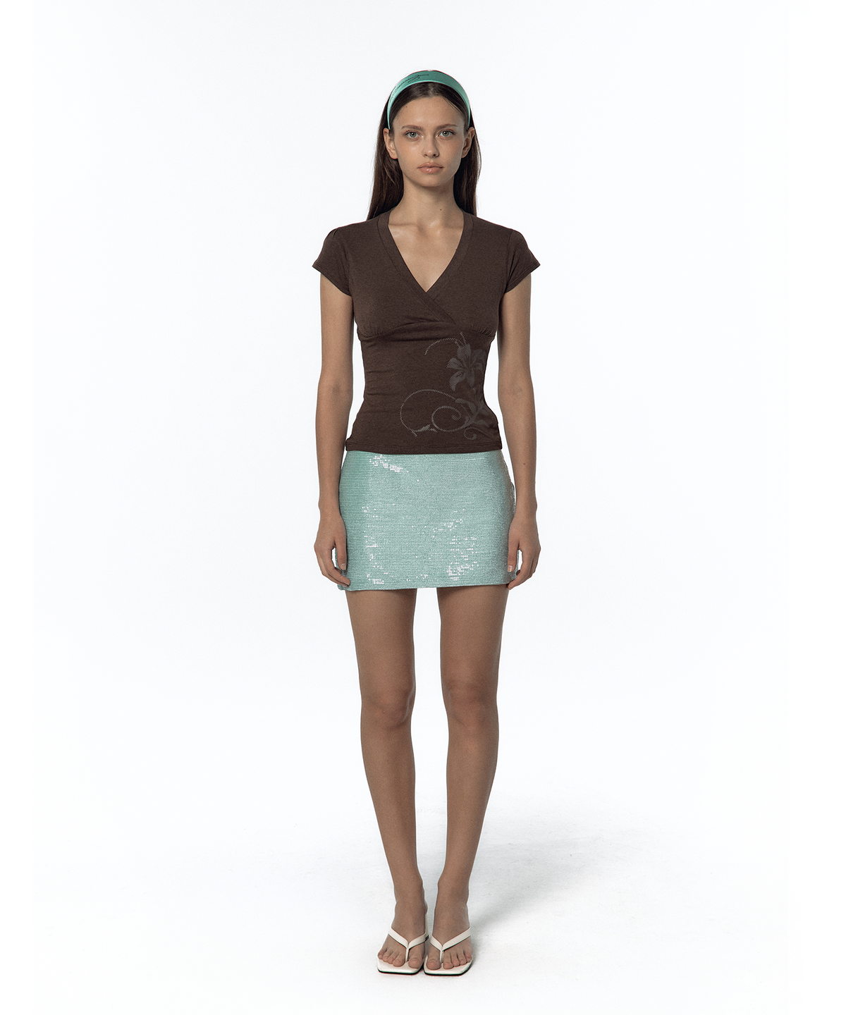 카시코(KASHIKO) Spangle Mini Skirt Mint