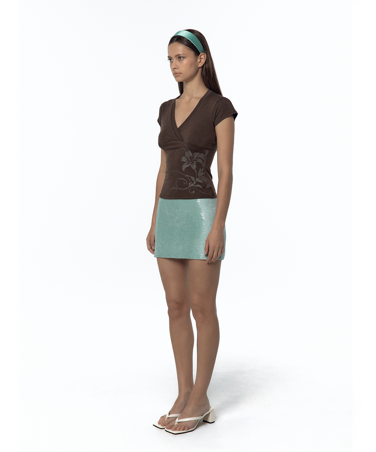 카시코(KASHIKO) Spangle Mini Skirt Mint