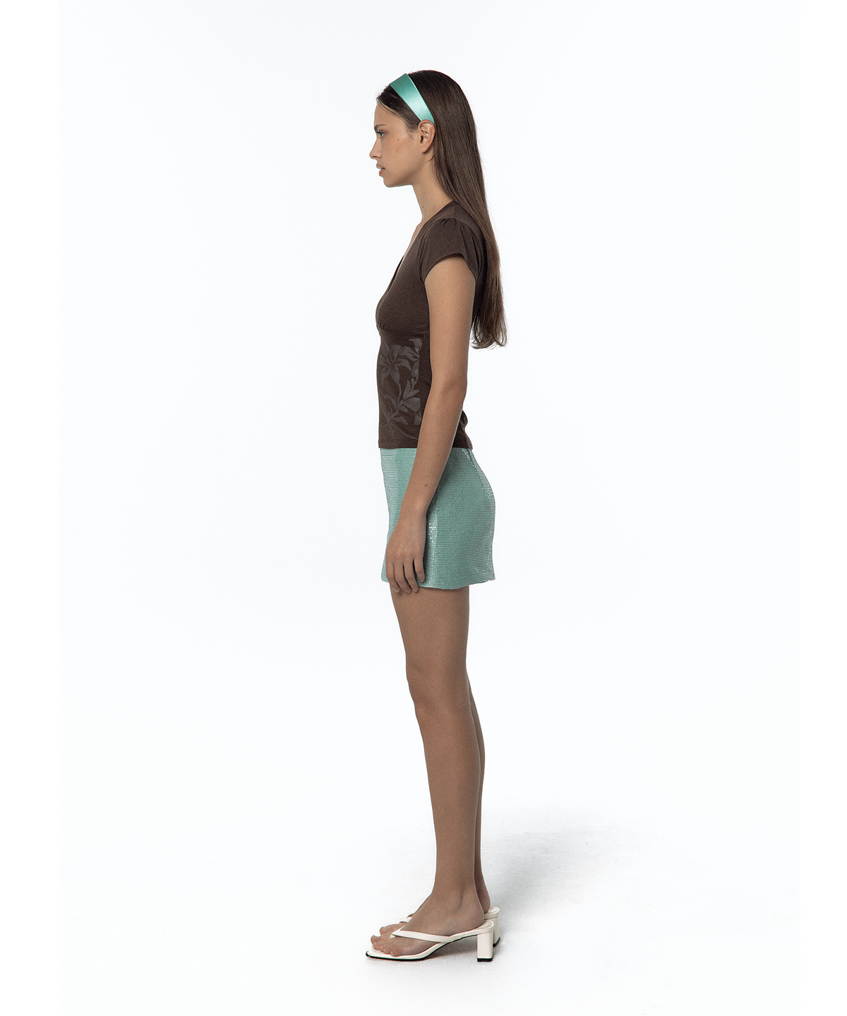 카시코(KASHIKO) Spangle Mini Skirt Mint
