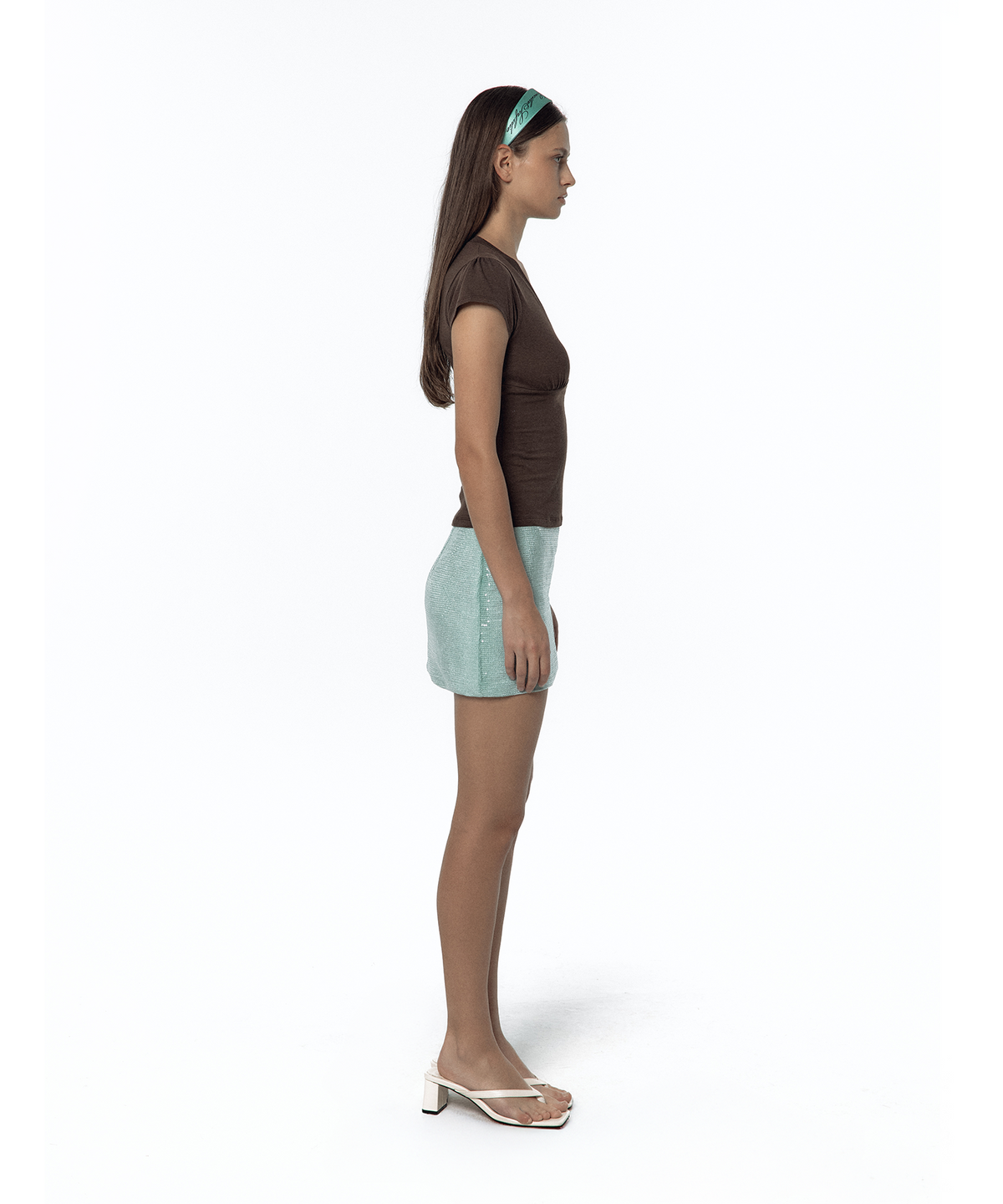 카시코(KASHIKO) Spangle Mini Skirt Mint