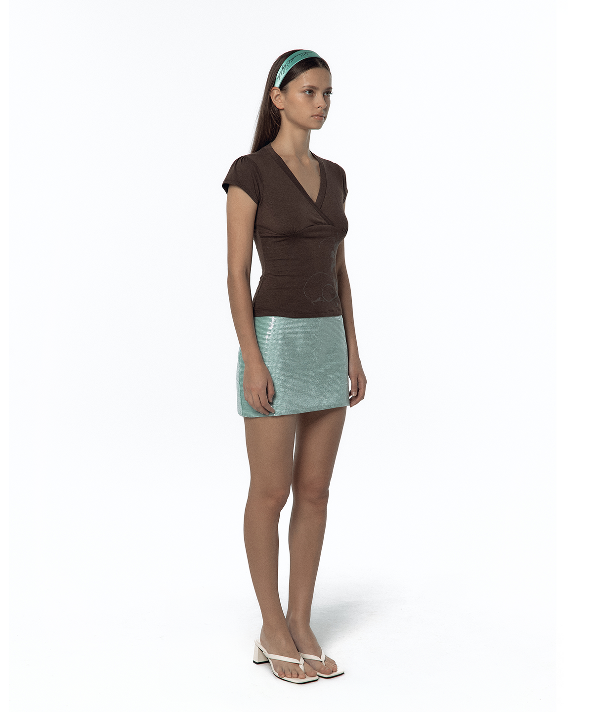 카시코(KASHIKO) Spangle Mini Skirt Mint
