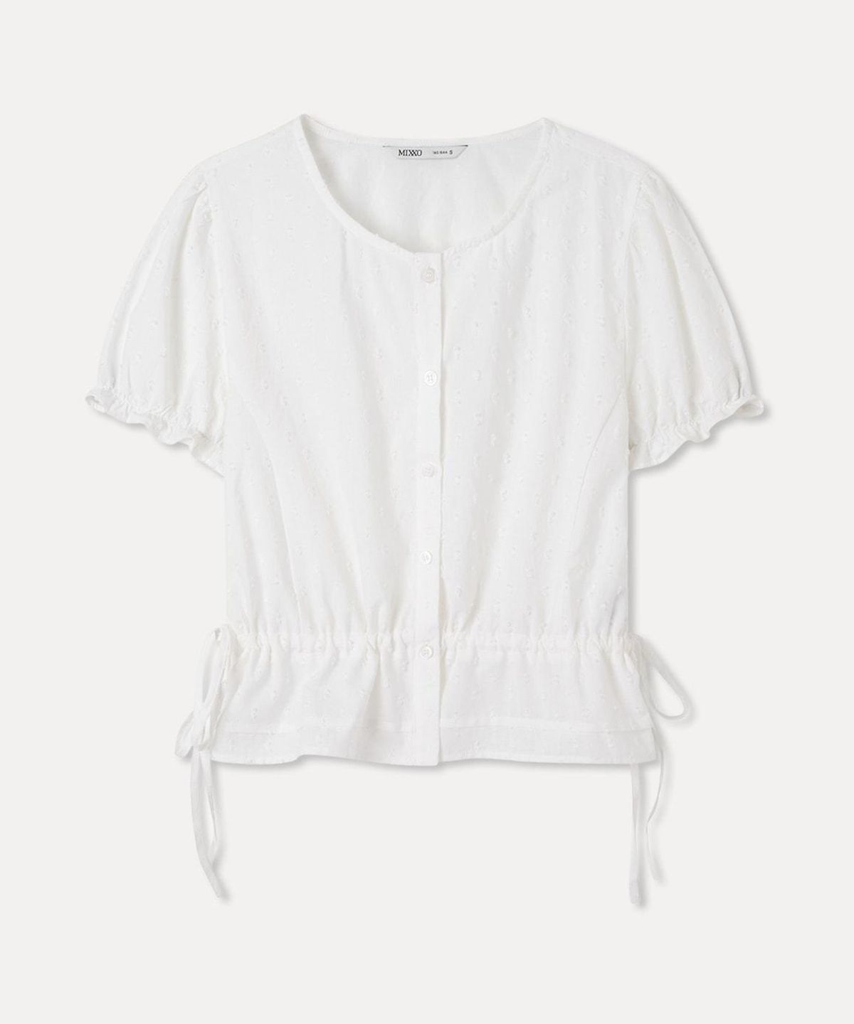 미쏘(MIXXO) 스트링 프릴 블라우스 RE BWG512G_MIWBWG75QG