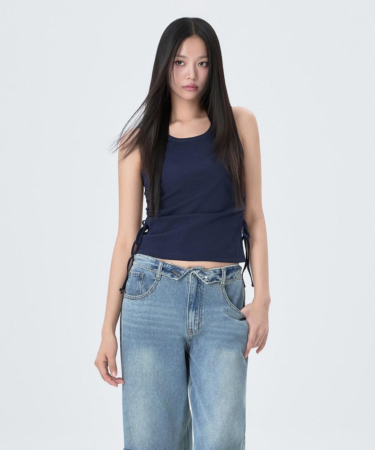 미쏘(MIXXO) 셔링 나시 티셔츠 RE HNG46SS_MIWHNG72QA