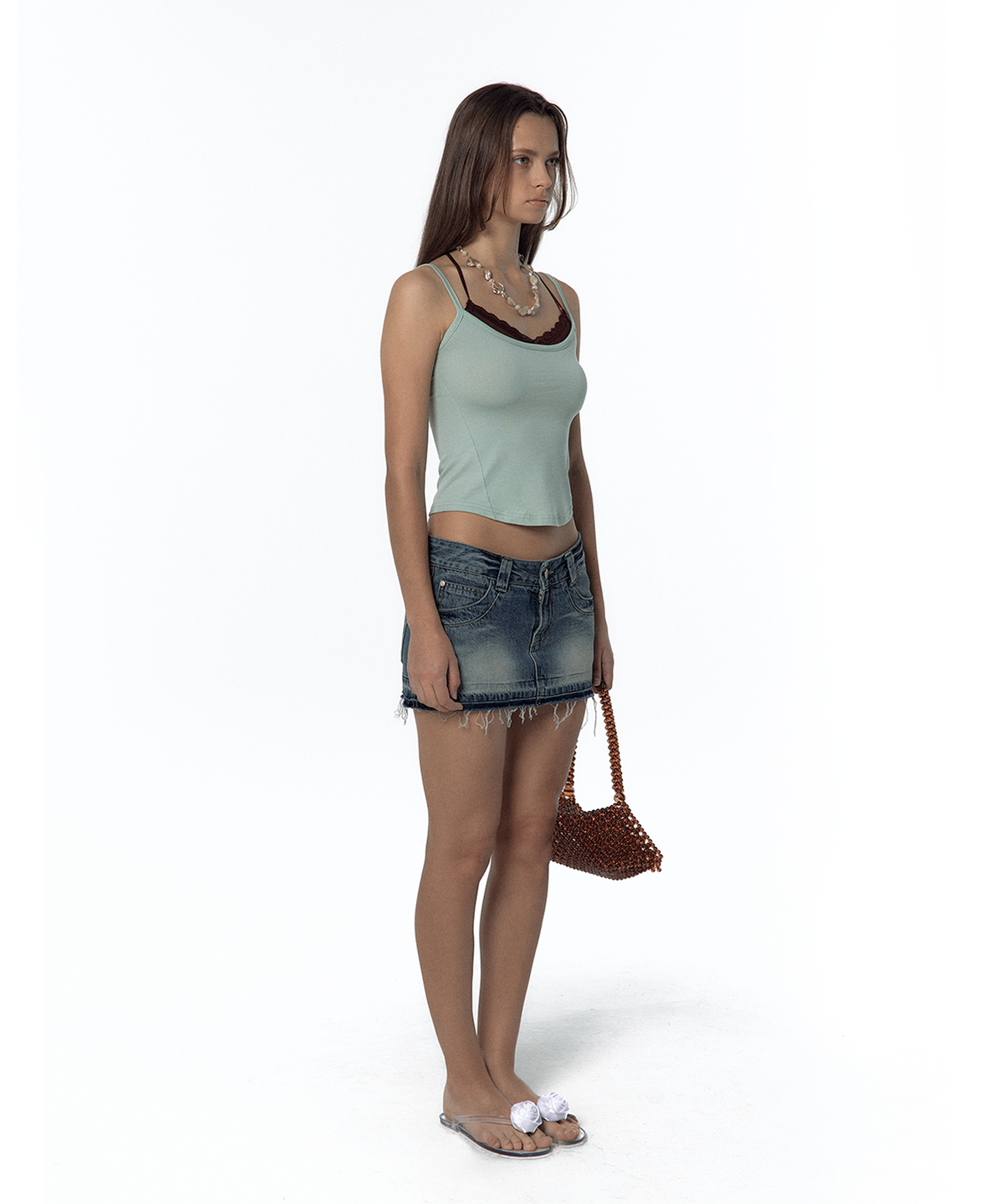 카시코(KASHIKO) Split Pocket Denim Skirt Blue
