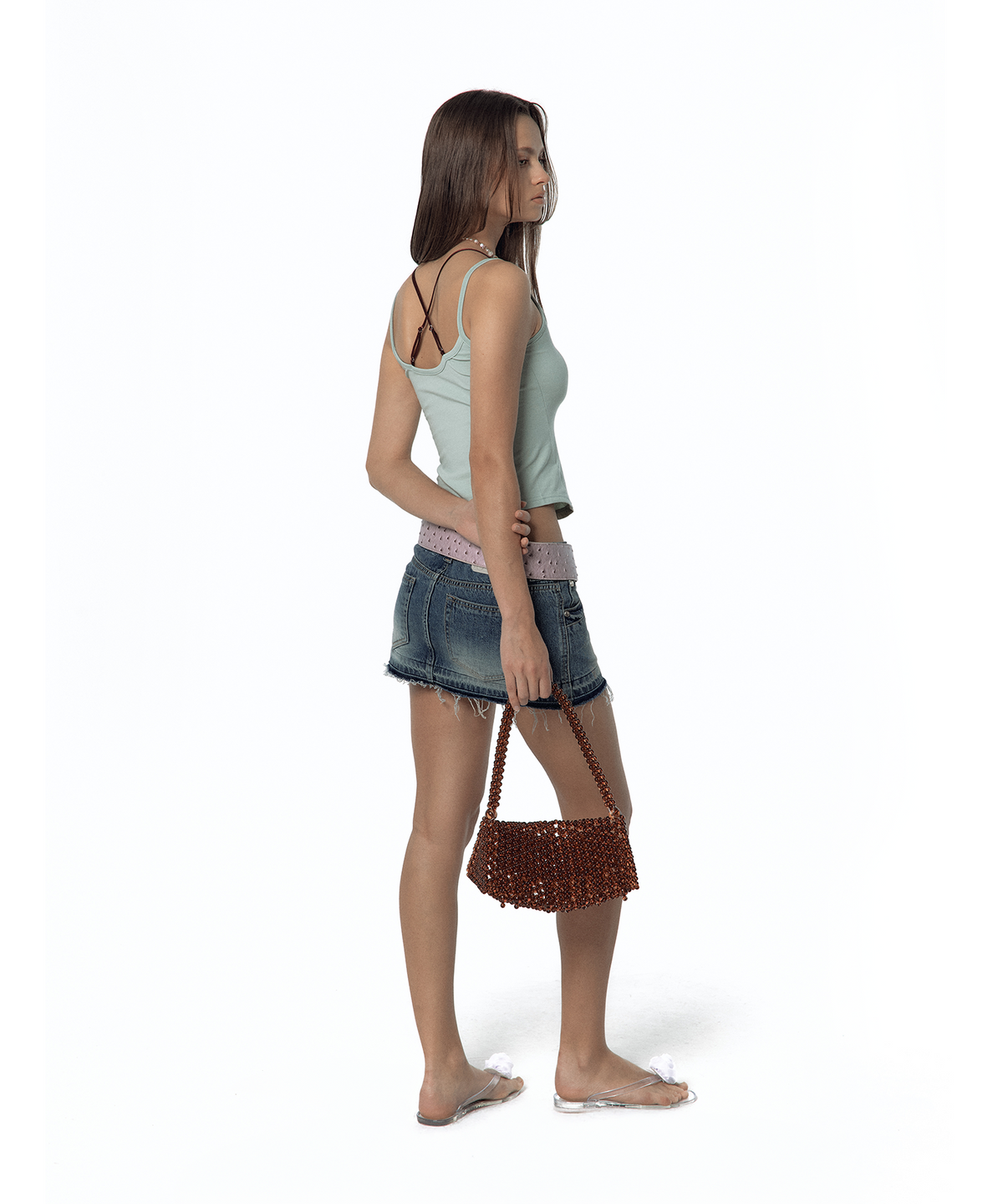 카시코(KASHIKO) Split Pocket Denim Skirt Blue