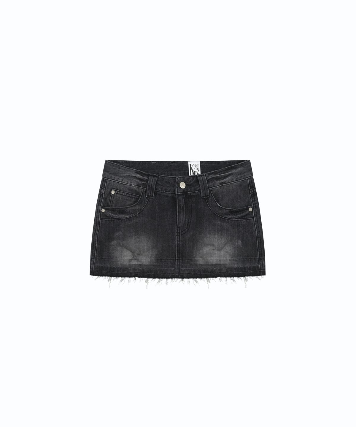 카시코(KASHIKO) Split Pocket Denim Skirt Black