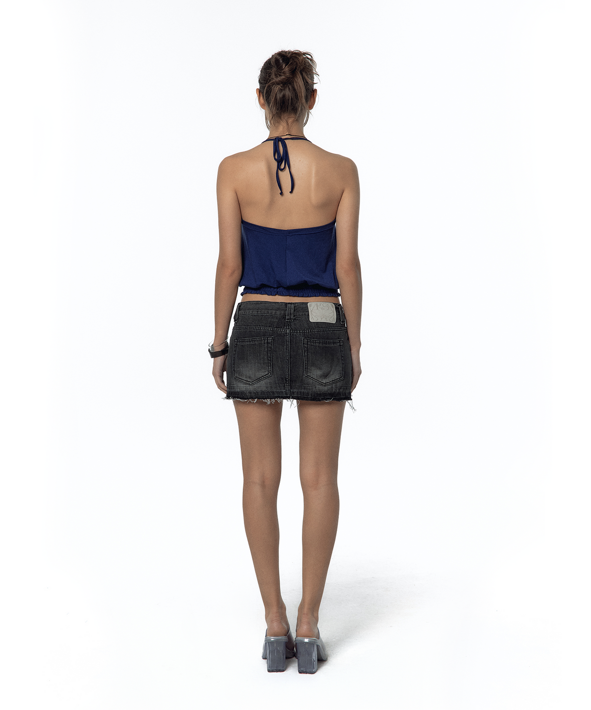 카시코(KASHIKO) Split Pocket Denim Skirt Black