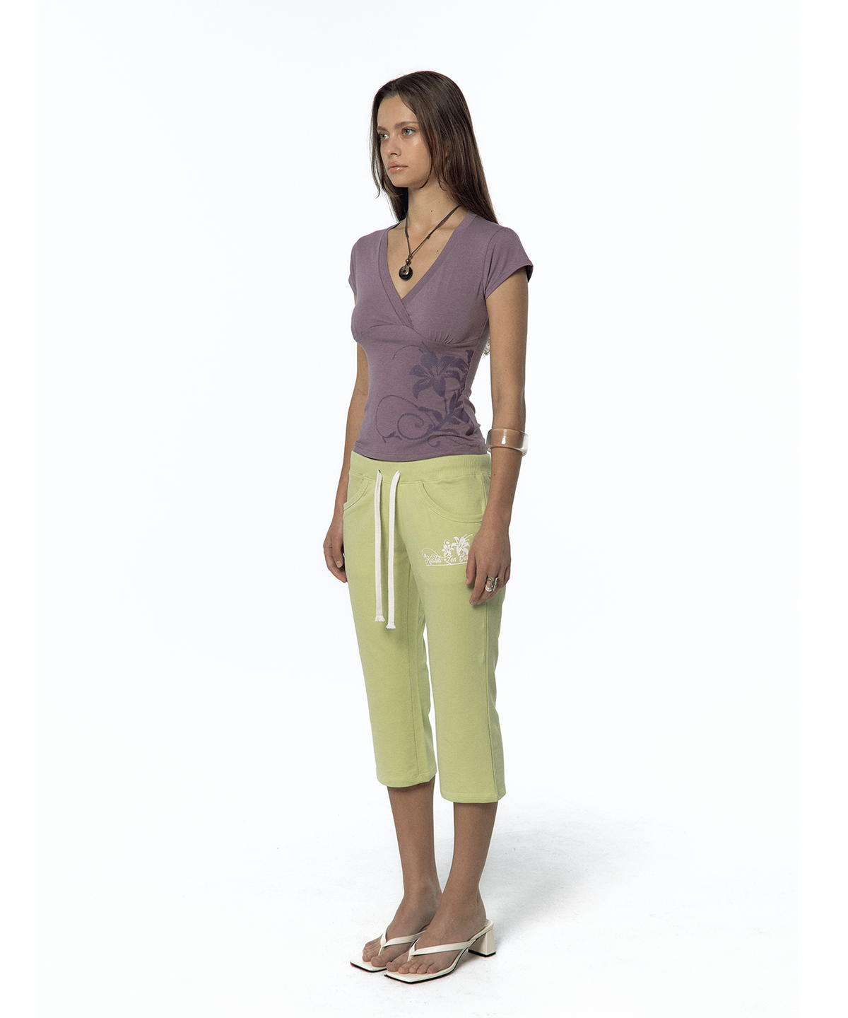 카시코(KASHIKO) Low-Slung Capri Pants Lime