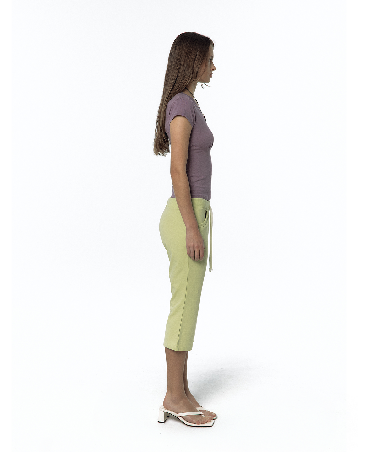 카시코(KASHIKO) Low-Slung Capri Pants Lime