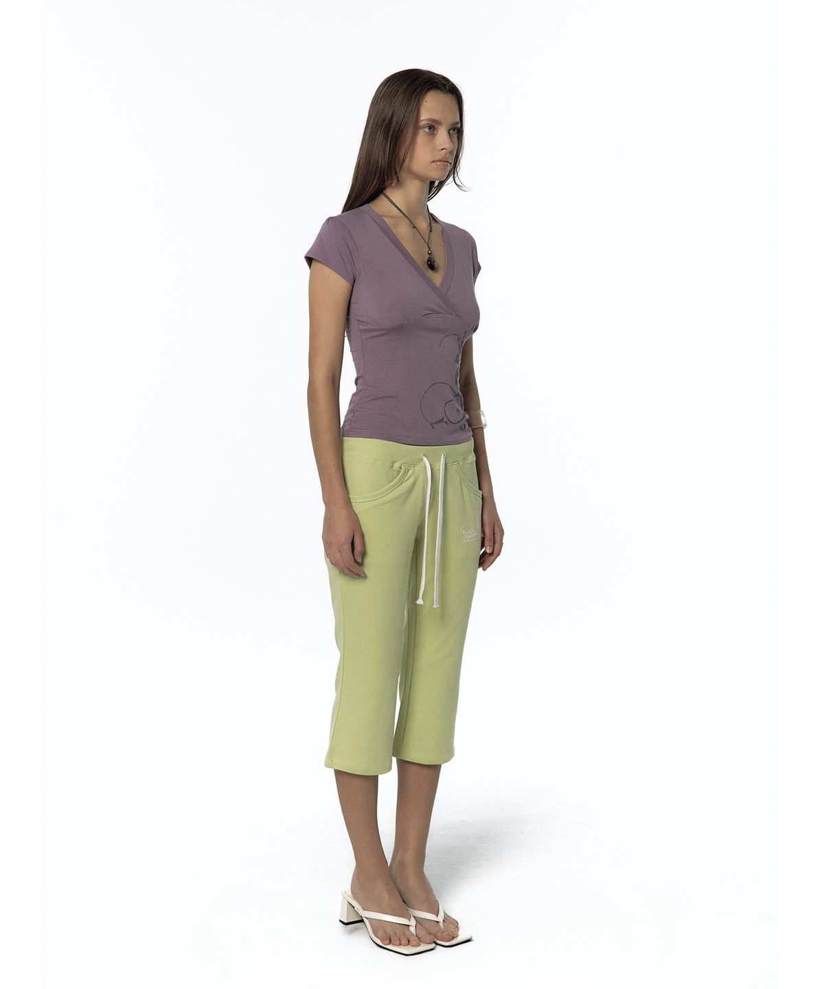 카시코(KASHIKO) Low-Slung Capri Pants Lime