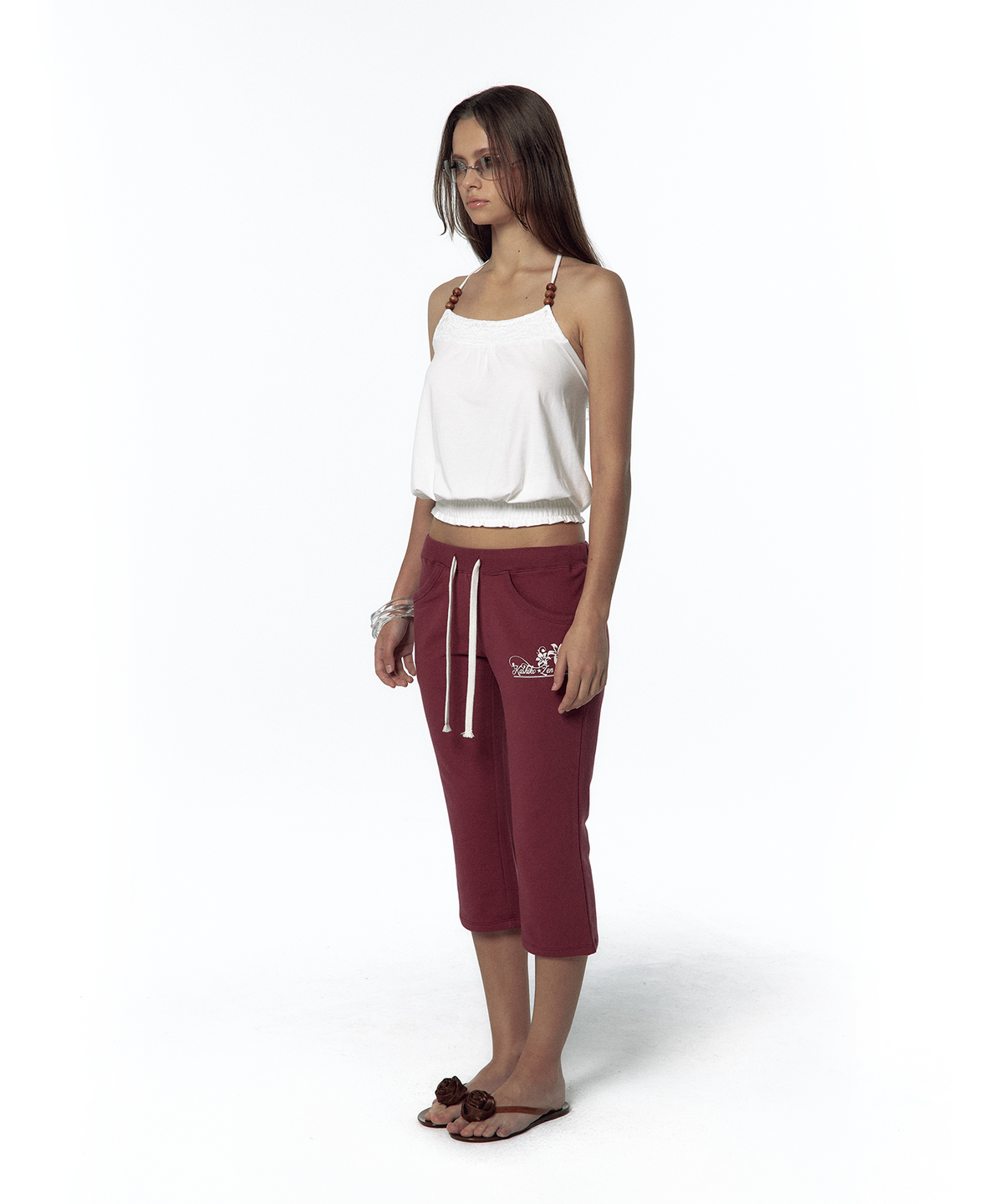 카시코(KASHIKO) Low-Slung Capri Pants Wine