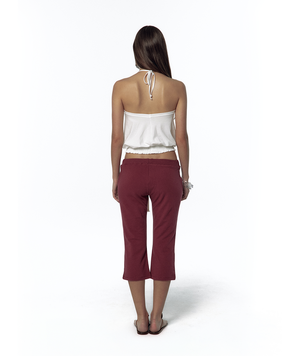 카시코(KASHIKO) Low-Slung Capri Pants Wine