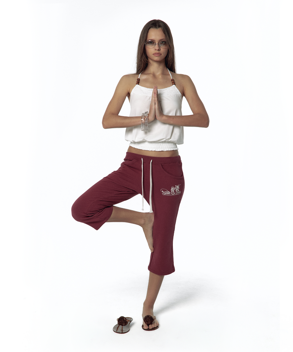 카시코(KASHIKO) Low-Slung Capri Pants Wine