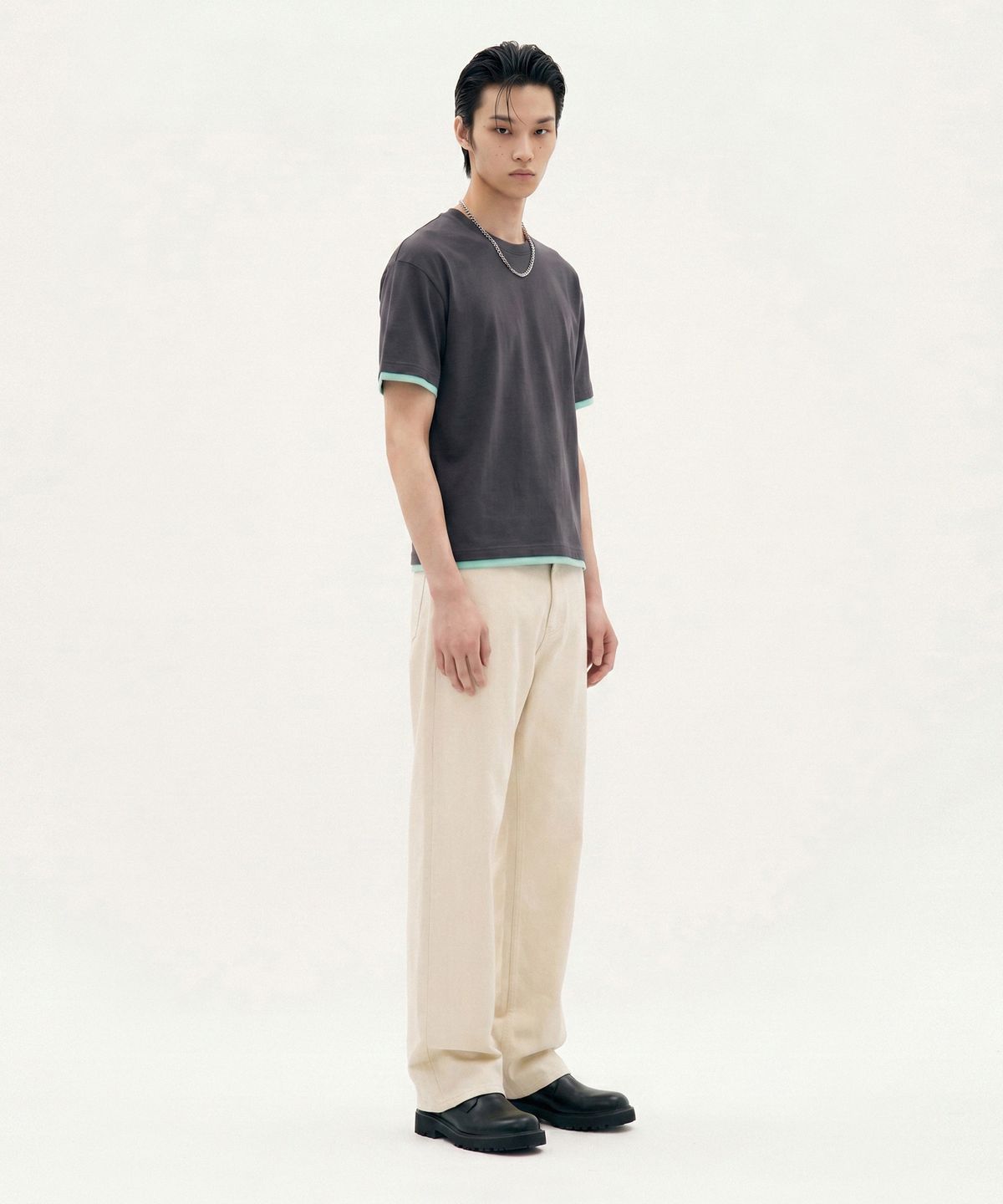 피알씨에스에스(PRCSS) Layered crop tee - Charcoal