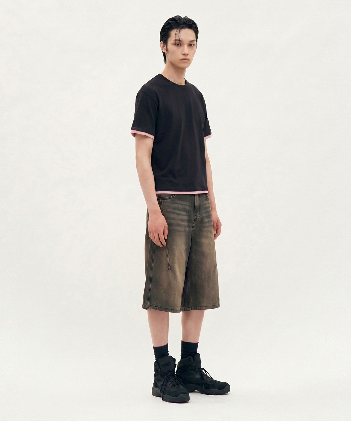 피알씨에스에스(PRCSS) Layered crop tee - Black