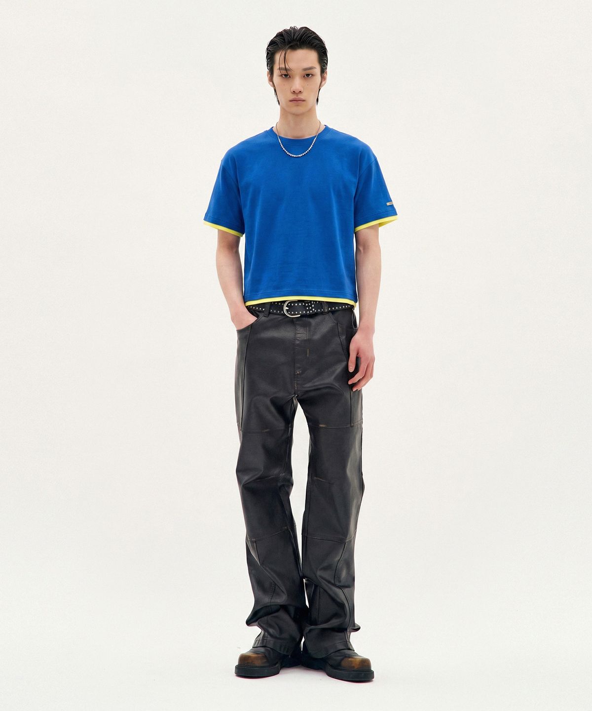피알씨에스에스(PRCSS) Layered crop tee - Blue