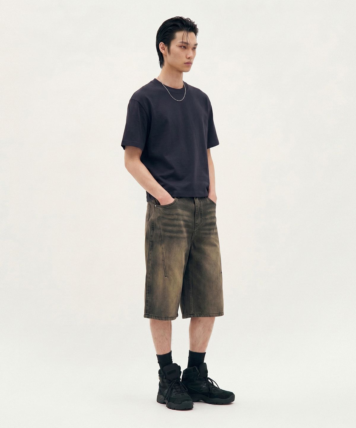 피알씨에스에스(PRCSS) Essential Crop tee - Navy