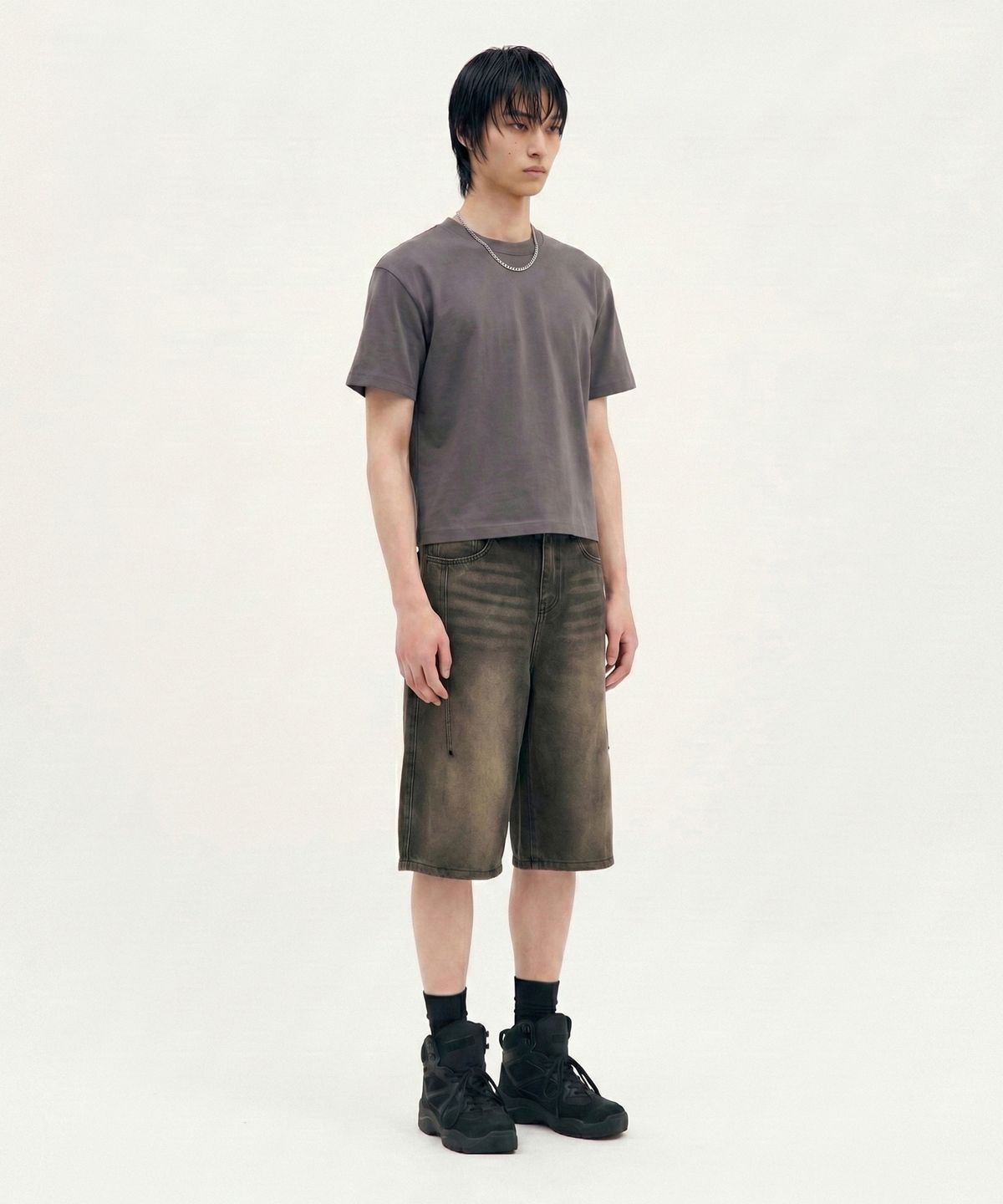 피알씨에스에스(PRCSS) Essential Crop tee - Charcoal