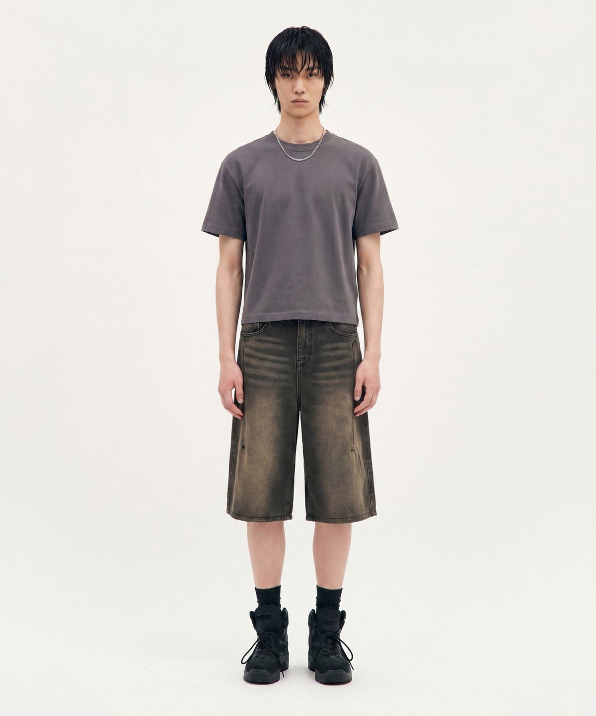 피알씨에스에스(PRCSS) Essential Crop tee - Charcoal