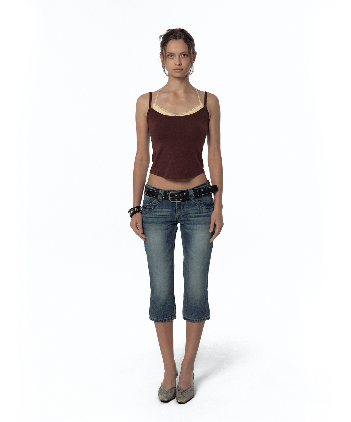 카시코(KASHIKO) Split Pocket Capri Jeans Blue