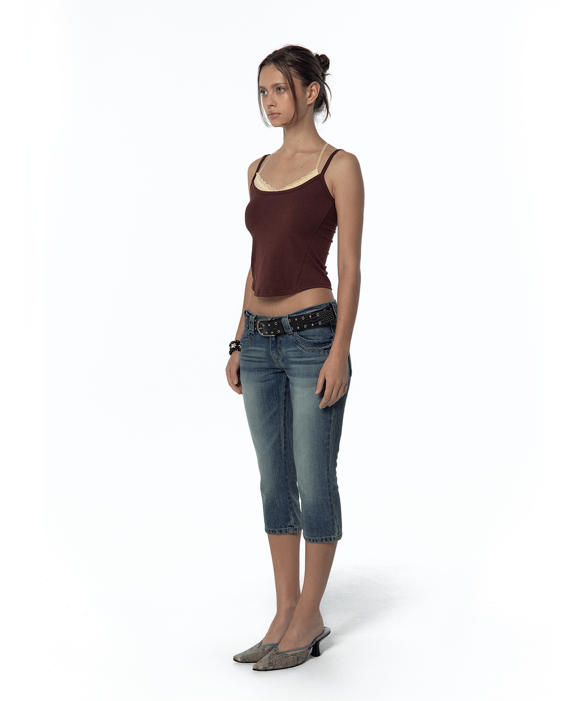 카시코(KASHIKO) Split Pocket Capri Jeans Blue