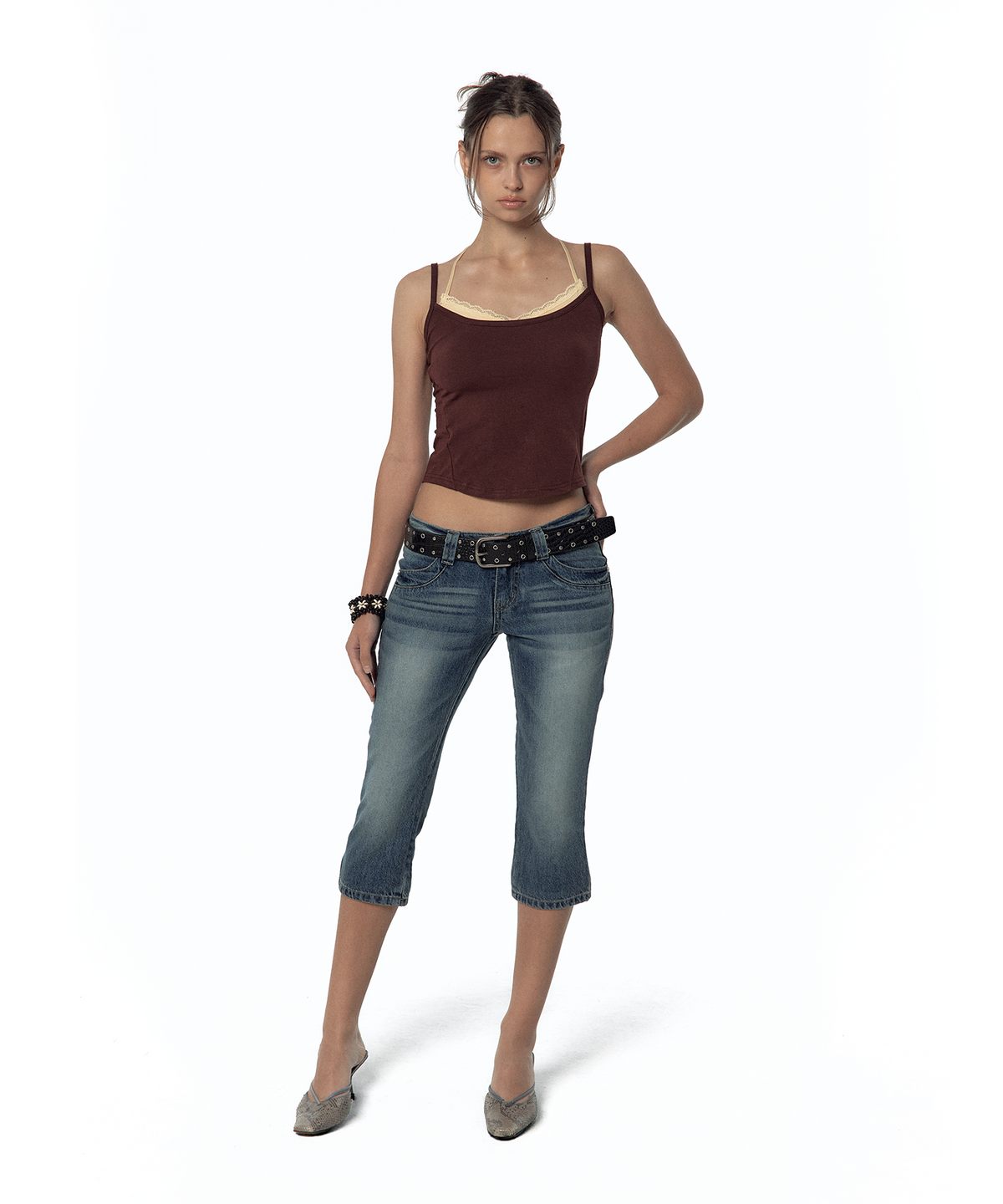 카시코(KASHIKO) Split Pocket Capri Jeans Blue