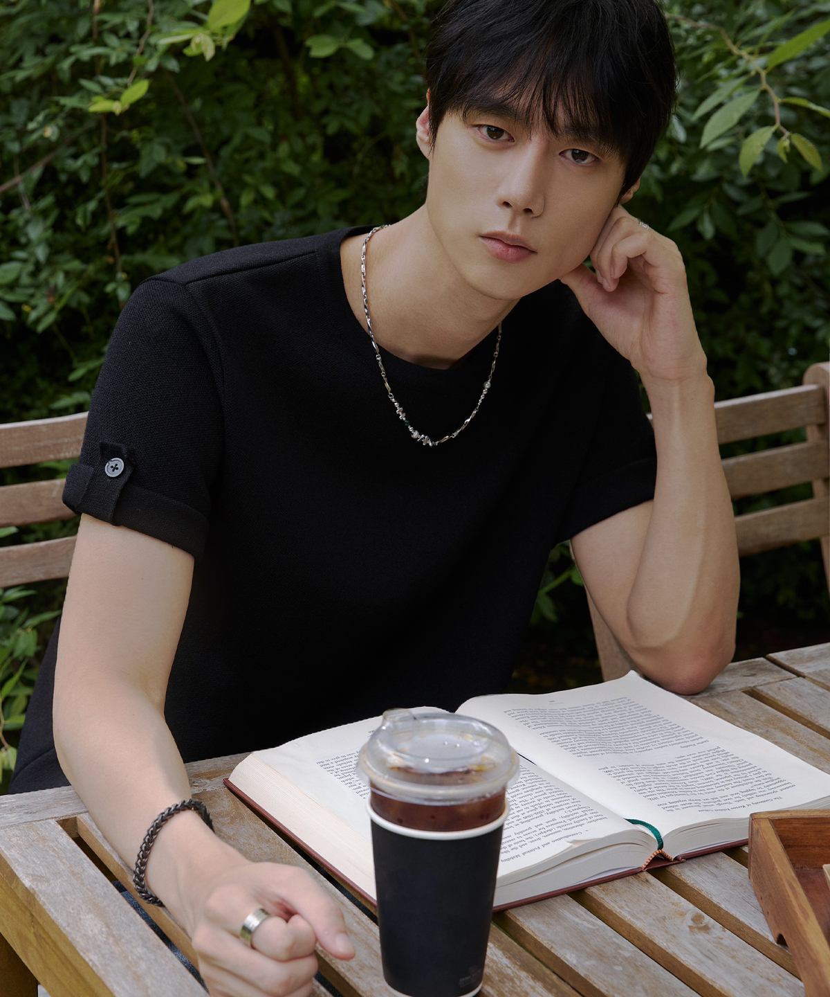 노드유(NODU) 롤업 비조 워셔블 하프 니트 [블랙]