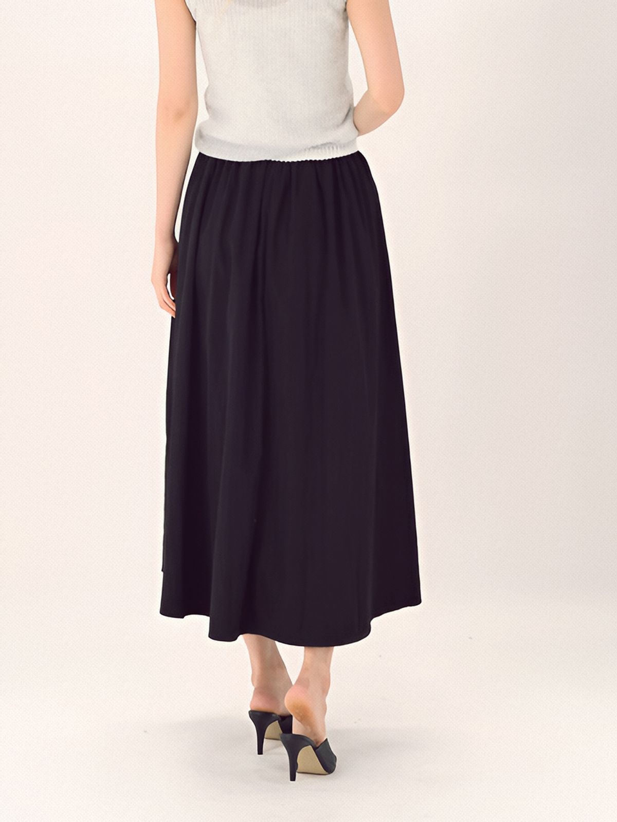 아쿠드(ACUD) Pin Tuck Flare Banding Skirt _Black