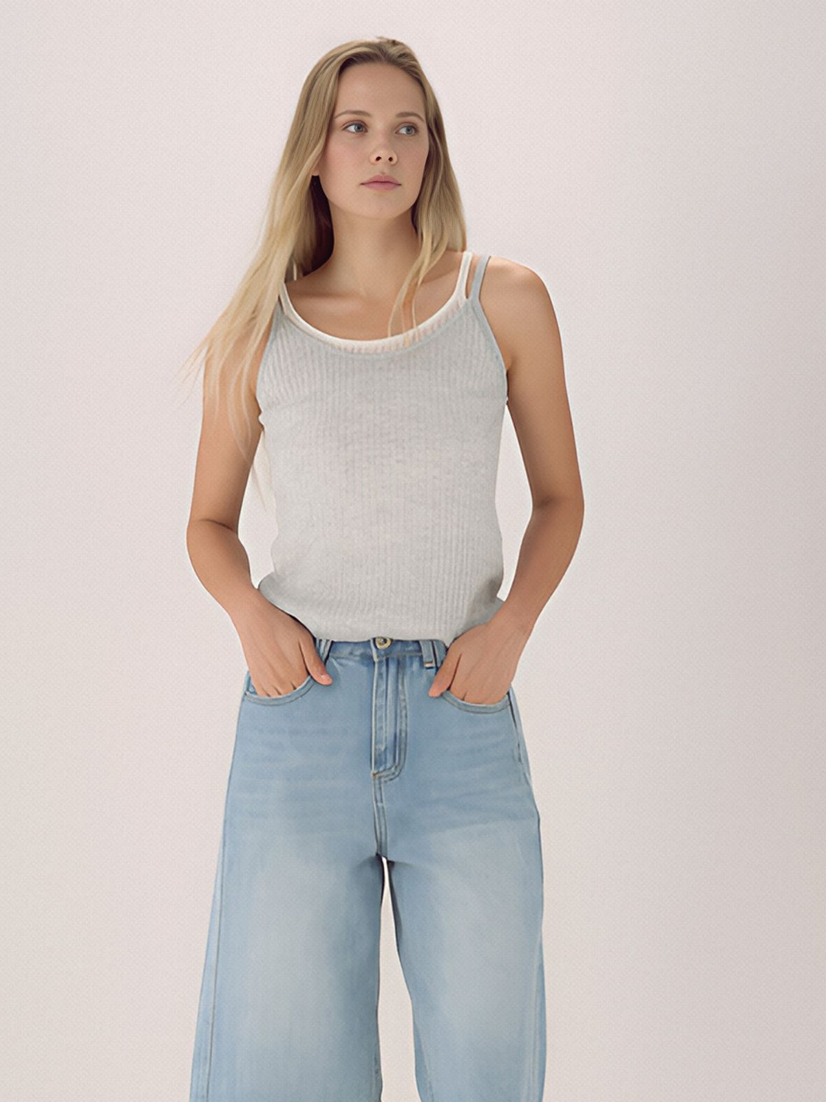 아쿠드(ACUD) Linen Rib Sleeveless Knit _L.Grey