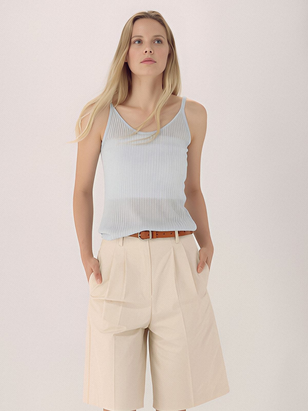 아쿠드(ACUD) Linen Rib Sleeveless Knit _MT.Blue