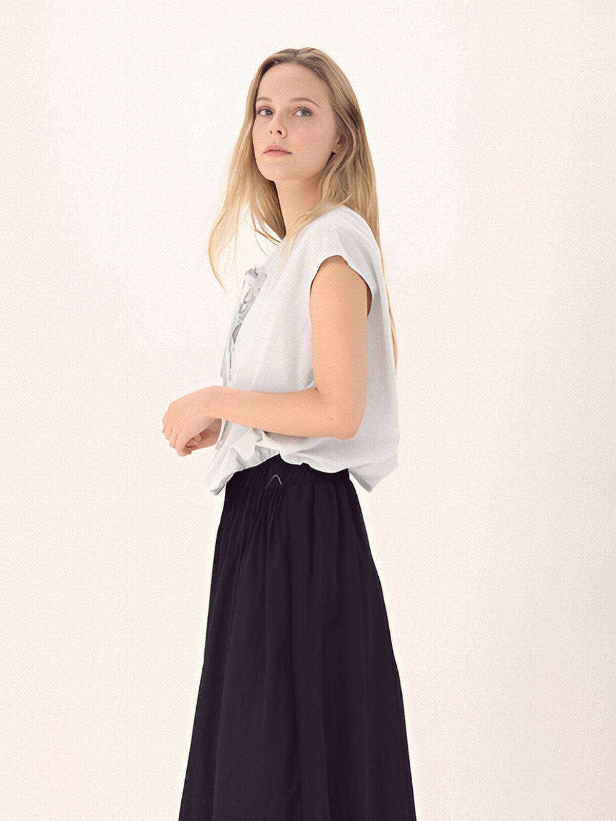 아쿠드(ACUD) Gather Ribbon Blouse _Mt.Blue
