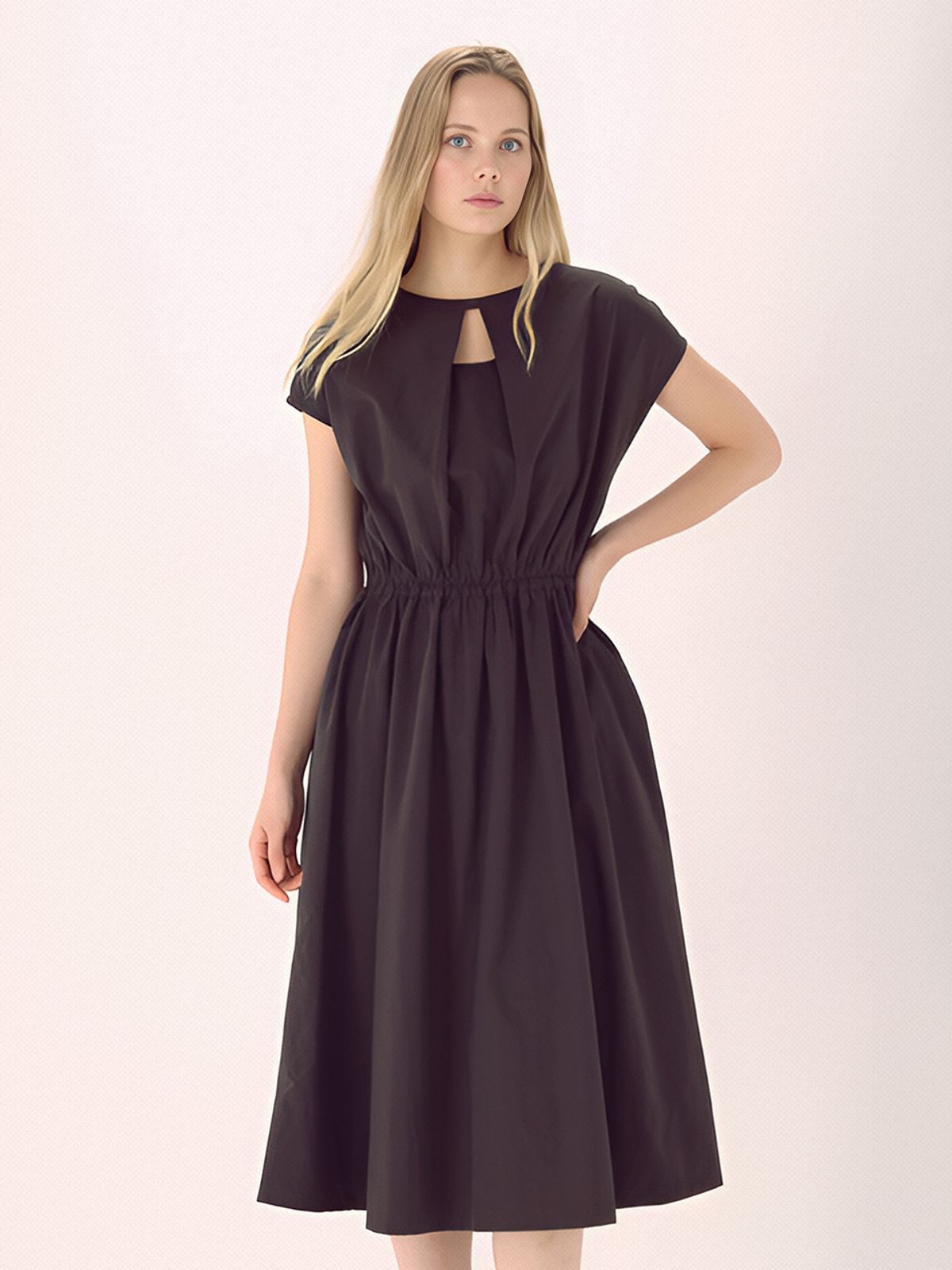 아쿠드(ACUD) Front Cut Banding Dress _Brown