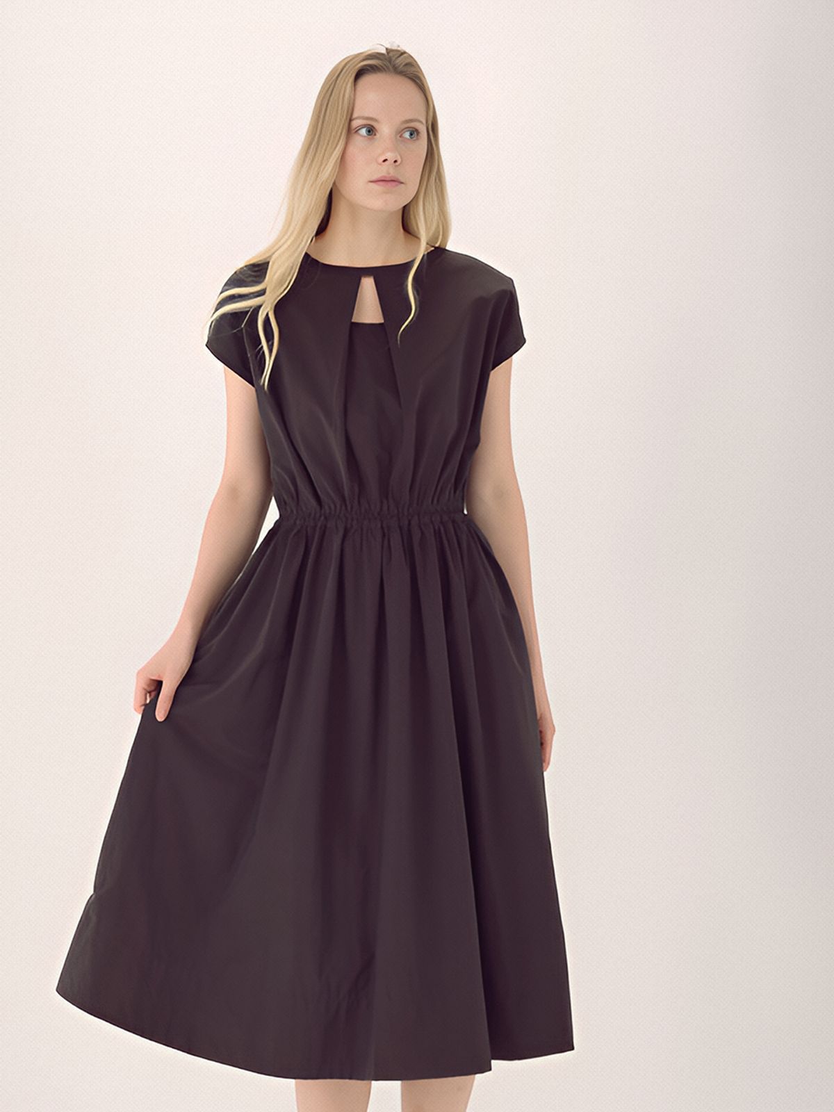 아쿠드(ACUD) Front Cut Banding Dress _Brown