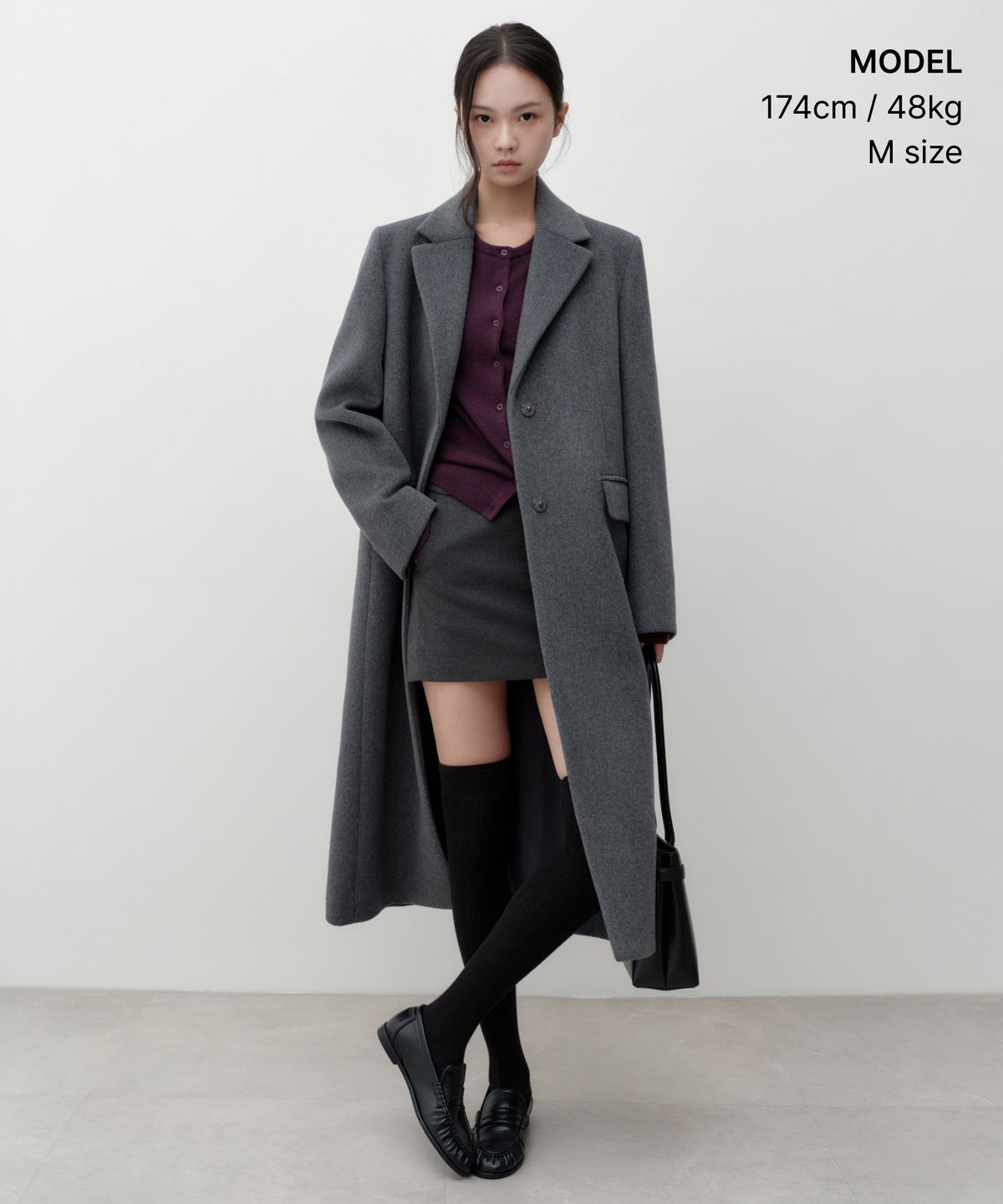 무신사 스탠다드 우먼(MUSINSA STANDARD WOMAN) 우먼즈 캐시미어 블렌드 체스터 롱 코트 [미디엄 그레이]
